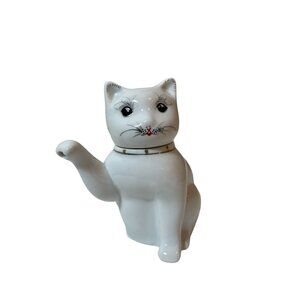 Vintage Chinese MCM Porcelain Tea Pot - Good Luck Cat/Maneki Neko